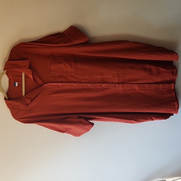 NWT OLD NAVY Linen-Blend Shirt Dress Color: Bronzed Amber, Size 2x - Picture 5 of 14